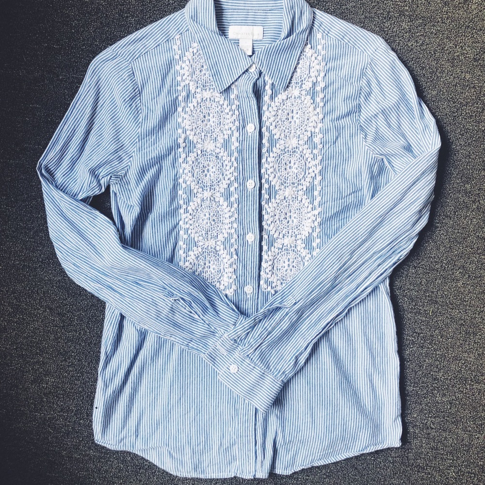 Long sleeve Blue/White Blouse